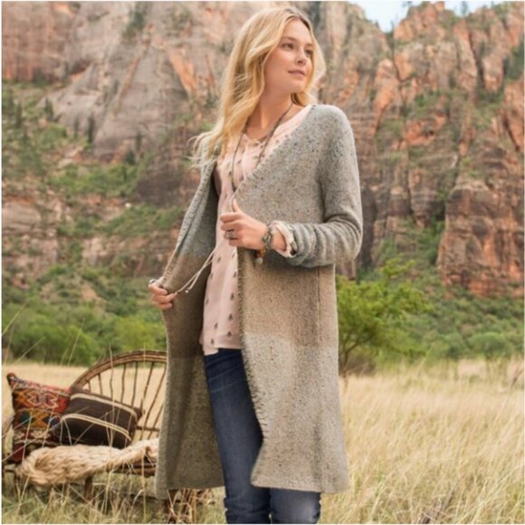 SUNDANCE Long Cardigan Sweater Merino Wool Alpaca Blend Boho Cozy Knit Duster L - Picture 1 of 7